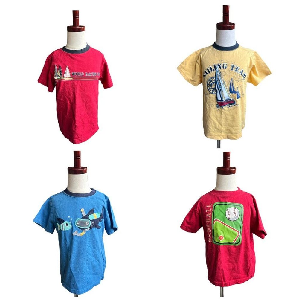 Youth Boys Gymboree Nautical Sailing Baseball Graphic Tee Shirt Lot - Sz 5